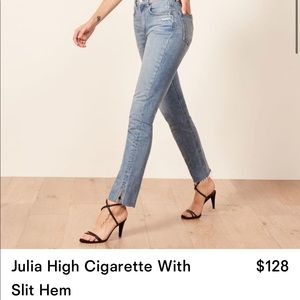Reformation Julia High Cigarette Split Hem Jeans